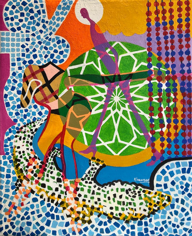 Square rose painting by tony khawam