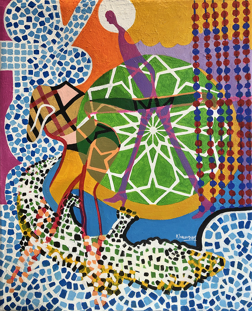 Square rose painting by tony khawam