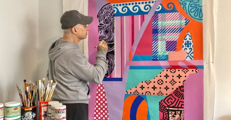 Artist Tony Khawam in his studio